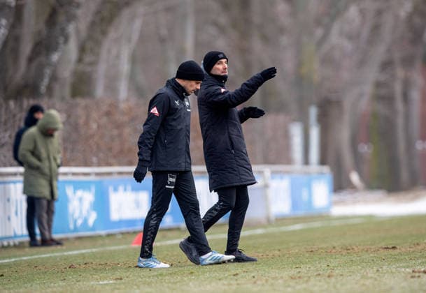 Soccer, Men, Season 2025 26, 2 Bundesliga, Hertha BSC, Training, v l Josip Brekalo Hertha BSC , Coach Stefan Leitl Hertha BSC , 03 02 2026, Copyright: xSebastianxRäppold MatthiasxKochx