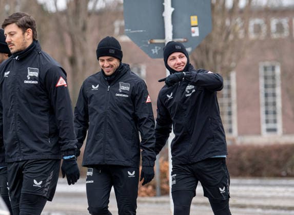 Football, Men, Season 2025 26, 2 Bundesliga, Hertha BSC, Training, v l Dawid Kownacki Hertha BSC , Josip Brekalo Hertha BSC , Leon Jensen Hertha BSC , 03 02 2026, Copyright: xSebastianxRäppold MatthiasxKochx
