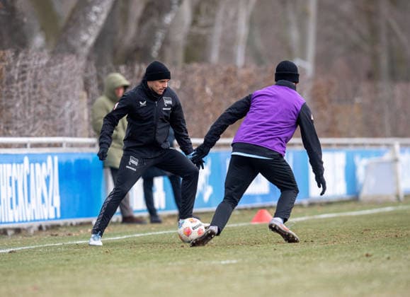 Soccer, Men, Season 2025 26, 2 Bundesliga, Hertha BSC, Training, v l Josip Brekalo Hertha BSC , Boris Mamuzah Lum Hertha BSC , 03 02 2026, Copyright: xSebastianxRäppold MatthiasxKochx