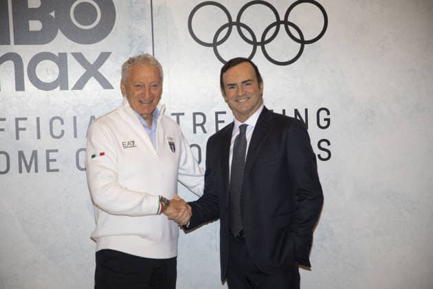 Milan, Hotel Rosa Grand, Piazza Fontana, press conference, PK, Pressekonferenz Milan-Cortina Olympic Games, Olympische Spiele, Olympia, OS HBO MAX in photos: Luciano Buonfiglio, President of CONI and Alessandro Araimo, CEO of Warner Bros. Discovery Italia & Iberia  Copyright: xFrancescoxEnriquezx xipa-agency.netx xFrancescoxEnriquezx IPA_Agency_IPA70915200