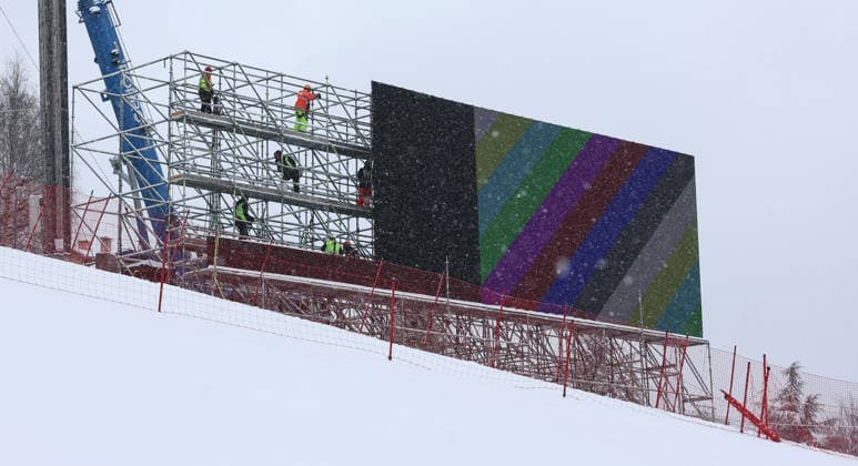 OLYMPICS - Winter Olympic Games, Olympische Spiele, Olympia, OS Milano Cortina 2026 BORMIO,ITALY,03.FEB.26 - OLYMPICS - Winter Olympic Games Milano Cortina 2026, preview. Image shows the scoreboard .  GEPAxpictures xWolfgangxGrebien