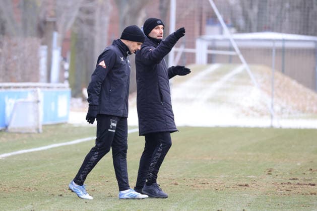 DEU, DFL, 2 FBL Hertha BSC, Training, 03 02 2026, Sportforum, Berlin, DEU, DFL, 2 FBL Hertha BSC, Training, im Bild Josip Brekalo Hertha BSC Berlin 7 , Cheftrainer Stefan Leitl Hertha BSC Berlin DFL regulations prohibit any use of Photographs as image sequences and or quasi video nordphotoxGmbHx xEngler nph00076