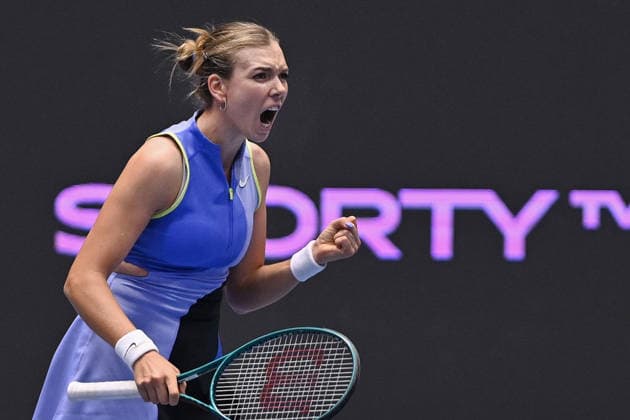 Katie Boulter from Britain reacts during match against Lucie Havlickova from Czechia within the WTA, Tennis Damen women s tennis tournament Ostrava Open, on February 3, 2026, in Ostrava, Czech Republic. (CTKxPhoto JaroslavxOzana) CTKPhotoP2026020304756  CTKPhotoP2026020304756