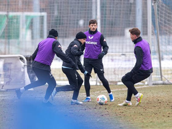 Soccer, Men, Season 2025 26, 2 Bundesliga, Hertha BSC, Training, f l John Anthony Brooks Hertha BSC , Josip Brekalo Hertha BSC , Dawid Kownacki Hertha BSC , Sebastian Grönning Hertha BSC , 03 02 2026, Copyright: xSebastianxRäppold MatthiasxKochx