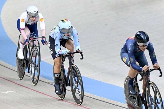 Belgian Shari Bossuyt pictured in action during day 3 of the 2026 UEC Track Elite European Championships, in Konya, Turkey, Tuesday 03 February 2026. The European Championships take place from 01 to 05 February 2026. DIRKxWAEM  x160748238x