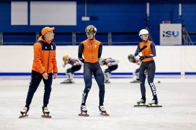 MILAN - Jens van t Wout during a training session at the Milan Ice Skating Area. The short track speed skaters are preparing for their participation in the Winter Olympics. ROBIN VAN LONKHUIJSEN ANP xVIxANPxSportx xxANPxIVx 549543264 originalFilename: 549543264.jpg