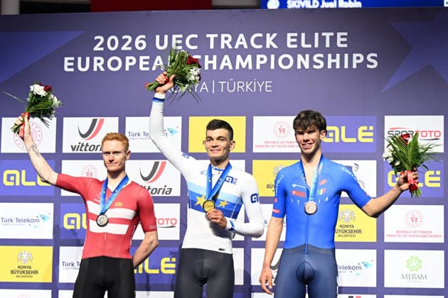 03-02-2026 European Championships Elite Track; Giornata 03; 2026, Ain; 2026, Danimarca; 2026, Italia; Gonov, Lev; Skivild, Juel Robin; Favero, Renato; Konya - Velodrom; 