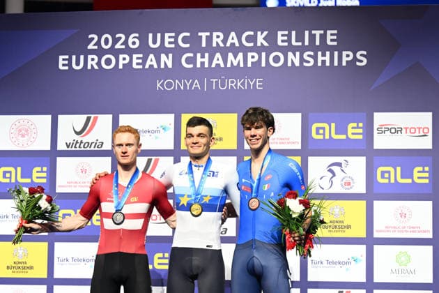 03-02-2026 European Championships Elite Track; Giornata 03; 2026, Ain; 2026, Danimarca; 2026, Italia; Gonov, Lev; Skivild, Juel Robin; Favero, Renato; Konya - Velodrom; 