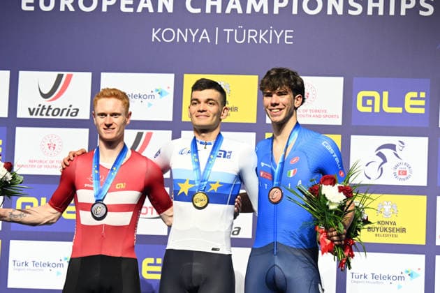 03-02-2026 European Championships Elite Track; Giornata 03; 2026, Ain; 2026, Danimarca; 2026, Italia; Gonov, Lev; Skivild, Juel Robin; Favero, Renato; Konya - Velodrom; 