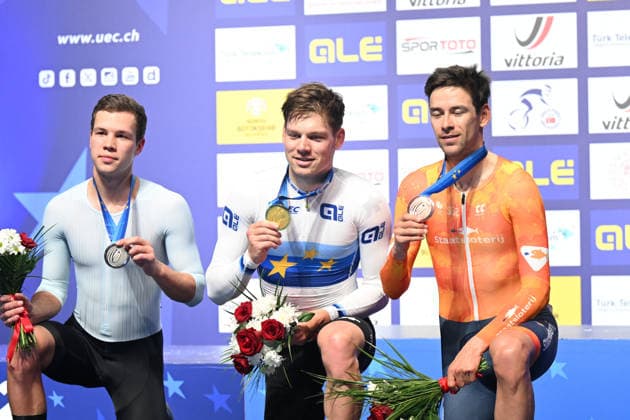 03-02-2026 European Championships Elite Track; Giornata 03; 2026, Svizzera; 2026, Ain; 2026, Olanda; Vogel, Alex; Savekin, Ilya; Hoppezak, Vincent; Konya - Velodrom; 
