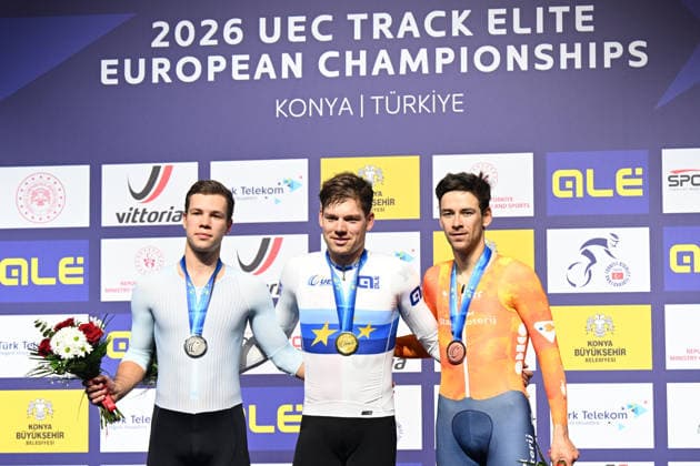 03-02-2026 European Championships Elite Track; Giornata 03; 2026, Svizzera; 2026, Ain; 2026, Olanda; Vogel, Alex; Savekin, Ilya; Hoppezak, Vincent; Konya - Velodrom; 