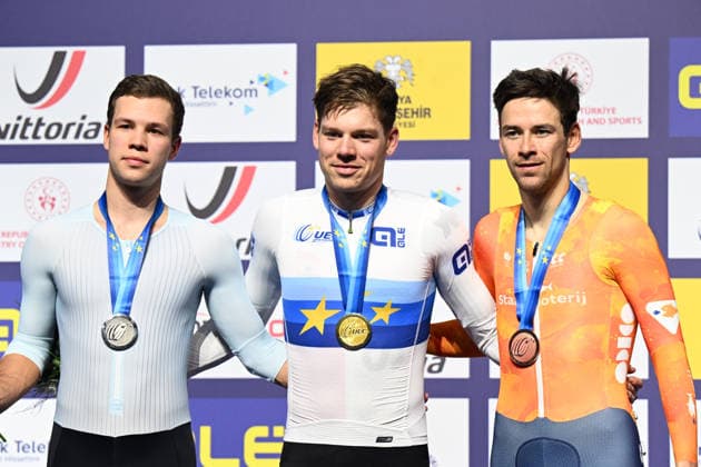 03-02-2026 European Championships Elite Track; Giornata 03; 2026, Svizzera; 2026, Ain; 2026, Olanda; Vogel, Alex; Savekin, Ilya; Hoppezak, Vincent; Konya - Velodrom; 