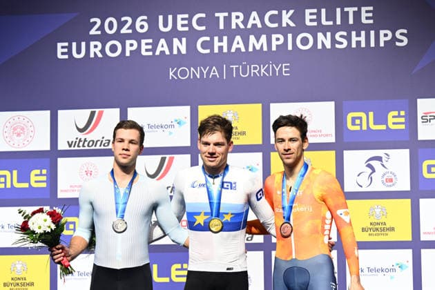 03-02-2026 European Championships Elite Track; Giornata 03; 2026, Svizzera; 2026, Ain; 2026, Olanda; Vogel, Alex; Savekin, Ilya; Hoppezak, Vincent; Konya - Velodrom; 