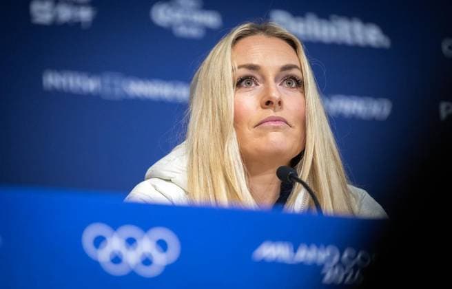 MILANO CORTINA 2026 - OLYMPISCHE WINTERSPIELE - CORTINA D™AMPEZZO - LINDSEY VONN PRESSEKONFERENZ ** NUR FÜR REDAKTIONELLE ZWECKE ** EDITORIAL USE ONLY **<p>03 02 2026-Cortina d™Ampezzo: Olympische Winterspiele Milano Cortina 2026 VMMC im Foto: US-Superstar Lindsey Vonn (Ski-Alpin) während einer Pressekonferenz im Medienzentrum. ( Italien Venetien Cortina d™Ampezzo Copyright: SaschaxFromm *** MILANO CORTINA 2026 OLYMPIC WINTER GAMES CORTINA D™AMPEZZO LINDSEY VONN PRESS CONFERENCE FOR EDITORIAL PURPOSES ONLY p 03 02 2026 Cortina d™Ampezzo Olympic Winter Games Milano Cortina 2026 VMMC in photo US superstar Lindsey Vonn Alpine skiing during a press conference at the media center Italy Veneto Cortina d™Ampezzo Copyright SaschaxFromm Copyright: SaschaxFromm doc84f1ykb6oohgcq36mxn ,EDITORIAL USE ONLY