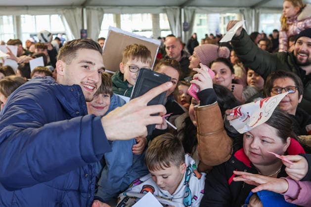 Welcome ceremony for Croatian handball players Dominik Kuzmanovic and Zlatko Rauzan Croatian handball player Dominik Kuzmanovic during welcome ceremony in Brckovljani near Zagreb, Croatia on February, 2026. after winning bronze medal at Men s EHF EURO 2026.  GoranxStanzl PIXSELL