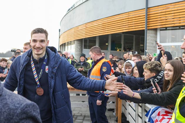 Welcome ceremony for Croatian handball players Dominik Kuzmanovic and Zlatko Rauzan Croatian handball player Dominik Kuzmanovic during welcome ceremony in Brckovljani near Zagreb, Croatia on February, 2026. after winning bronze medal at Men s EHF EURO 2026.  GoranxStanzl PIXSELL