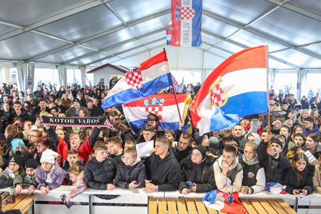 Welcome ceremony for Croatian handball players Dominik Kuzmanovic and Zlatko Rauzan Croatian fans during welcome ceremony for Croatian handball players Zlatko Rauzan and Dominik Kuzmanovic in Brckovljani near Zagreb, Croatia on February, 2026. after winning bronze medal at Men s EHF EURO 2026.  GoranxStanzl PIXSELL
