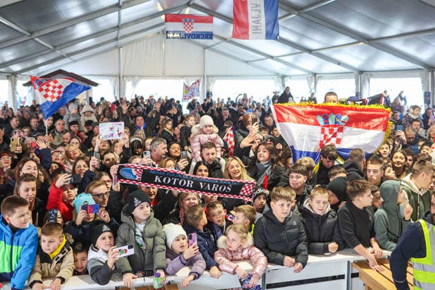 Welcome ceremony for Croatian handball players Dominik Kuzmanovic and Zlatko Rauzan Croatian fans during welcome ceremony for Croatian handball players Zlatko Rauzan and Dominik Kuzmanovic in Brckovljani near Zagreb, Croatia on February, 2026. after winning bronze medal at Men s EHF EURO 2026.  GoranxStanzl PIXSELL