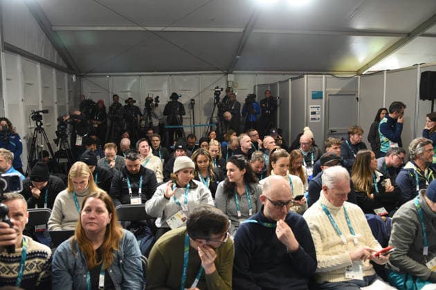CORTINA, press conference, PK, Pressekonferenz LINDSEY VONN POST INJURY, IN THE PHOTO  Copyright: xFRANCESCAxVIECELIx xipa-agency.netx xFRANCESCAxVIECELIx IPA_Agency_IPA70923253