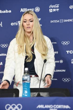 CORTINA, press conference, PK, Pressekonferenz LINDSEY VONN POST INJURY, IN THE PHOTO  Copyright: xFRANCESCAxVIECELIx xipa-agency.netx xFRANCESCAxVIECELIx IPA_Agency_IPA70923257