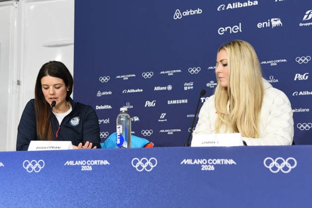 CORTINA, press conference, PK, Pressekonferenz LINDSEY VONN POST INJURY, IN THE PHOTO  Copyright: xFRANCESCAxVIECELIx xipa-agency.netx xFRANCESCAxVIECELIx IPA_Agency_IPA70923259