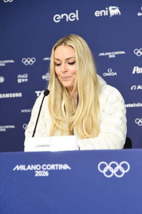 CORTINA, press conference, PK, Pressekonferenz LINDSEY VONN POST INJURY, IN THE PHOTO  Copyright: xFRANCESCAxVIECELIx xipa-agency.netx xFRANCESCAxVIECELIx IPA_Agency_IPA70923260
