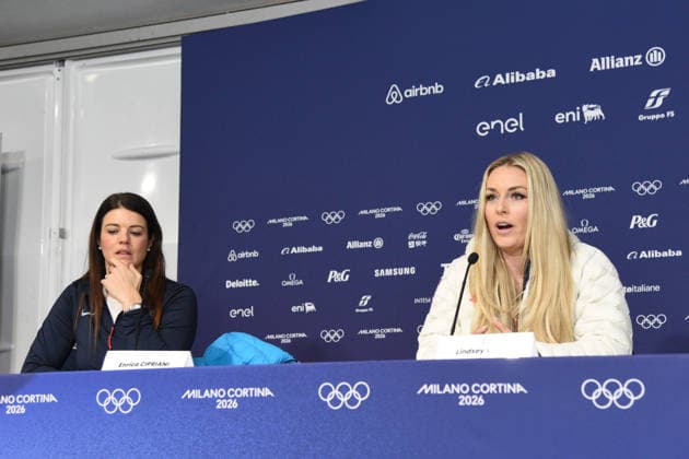 CORTINA, press conference, PK, Pressekonferenz LINDSEY VONN POST INJURY, IN THE PHOTO  Copyright: xFRANCESCAxVIECELIx xipa-agency.netx xFRANCESCAxVIECELIx IPA_Agency_IPA70923265