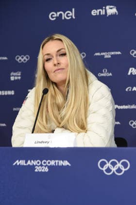 CORTINA, press conference, PK, Pressekonferenz LINDSEY VONN POST INJURY, IN THE PHOTO  Copyright: xFRANCESCAxVIECELIx xipa-agency.netx xFRANCESCAxVIECELIx IPA_Agency_IPA70923272