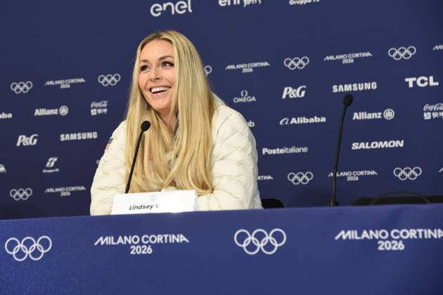 CORTINA, press conference, PK, Pressekonferenz LINDSEY VONN POST INJURY, IN THE PHOTO  Copyright: xFRANCESCAxVIECELIx xipa-agency.netx xFRANCESCAxVIECELIx IPA_Agency_IPA70923275