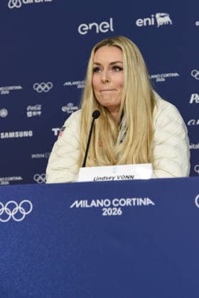 CORTINA, press conference, PK, Pressekonferenz LINDSEY VONN POST INJURY, IN THE PHOTO  Copyright: xFRANCESCAxVIECELIx xipa-agency.netx xFRANCESCAxVIECELIx IPA_Agency_IPA70923276