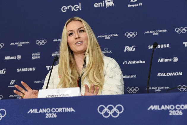 CORTINA, press conference, PK, Pressekonferenz LINDSEY VONN POST INJURY, IN THE PHOTO  Copyright: xFRANCESCAxVIECELIx xipa-agency.netx xFRANCESCAxVIECELIx IPA_Agency_IPA70923278