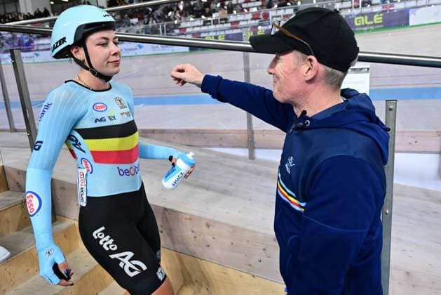 Belgian Shari Bossuyt pictured after winning the bronze medal at the Women Omnium race on day 3 of the 2026 UEC Track Elite European Championships, in Konya, Turkey, Tuesday 03 February 2026. The European Championships take place from 01 to 05 February 2026. DIRKxWAEM  x160814564x