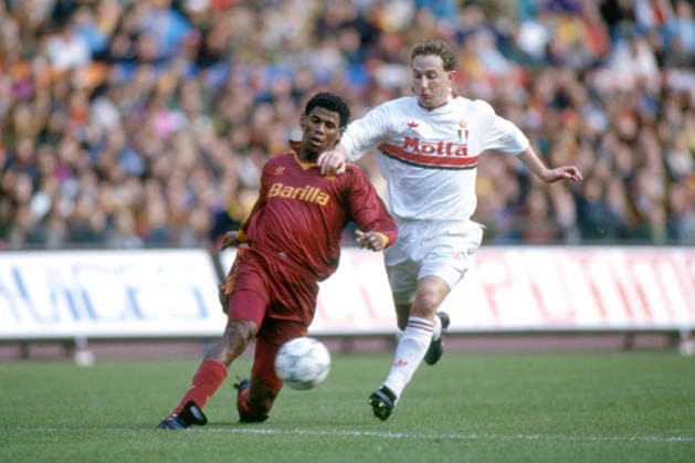 ALDAIR NASCIMENTO DO SANTOS, Roma, JEAN PIERRE PAPIN, Milan, Serie A, 1992-93, Roma vs Milan 0-1, 03-01-1993, Contrasto, Action SERIE A 1992-93 ROMA-MILAN 0-1