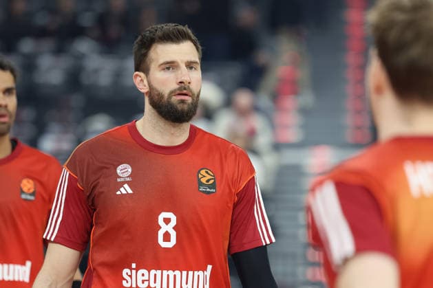 Leon Kratzer FC Bayern Basketball, 08 warming up before the game, GER, FC Bayern Basketball vs Paris Basketball, Basketball, Euroleague, Matchday 26, Season 2025 2026, 03 02 2026, GER, FC Bayern Basketball vs Paris Basketball, Basketball, Euroleague, Matchday 26, Season 2025 2026, 03 02 2026 Munich Copyright: xEibner-Pressefoto JennixMaulx EP_JML
