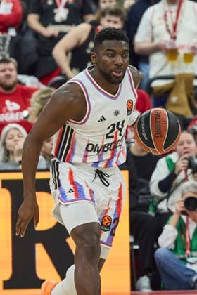 Turkish Airlines EuroLeague Basketball, FC Bayern Munich Basketball vs Paris Basketball, Munich FC Bayern Basketball, Munich FC Bayern Basketball, Paris Basketball, 2026 02 03 in Munich SAP Garden OUATTARA Yakuba Paris Basketball Guard Nr24 PBB24 sportworld Munich SAP Garden Bayern Germany