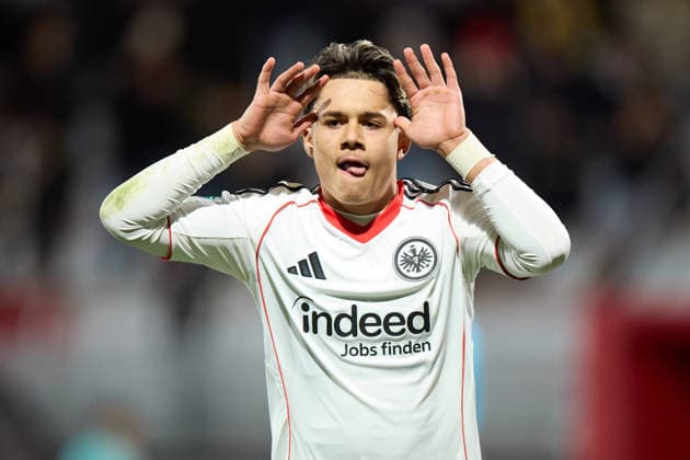 Athletic Club U-19 v Eintracht Frankfurt U-19 - UEFA Youth League 2025-26 Marvin Dills of Eintracht Frankfurt U-19 reacts after scoring the winning penalty during the UEFA Youth League 2025-26 match between Athletic Club U-19 and Eintracht Frankfurt U-19 at Lezama on February 3, 2026, in Bilbao, Spain. Bilbao Lezama Basque Country Spain RL_ATH19vEF19_YL_000062 Copyright: xRicardoxLarreinax