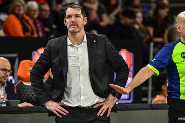 BKT Euro Cup Ratiopharm Ulm vs Buducnost VOLI Podgorica, Ratiopharm Arena Ulm 03 02 2026 Frustrated Head Coach Ty Harrelson ratiopharm Ulm after the defeat in the controversial game Ulm 03 02 2026 17 Matchday BKT EuroCup, Ratiopharm Ulm vs Buducnost VOLI Podgorica, Ratiopharm Arena Ulm Copyright: xBEAUTIFULxSPORTS Märklx