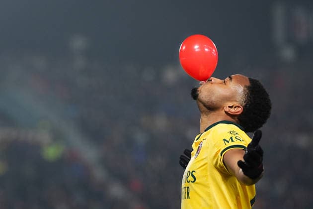 AC Milan s Christopher Nkunku celebrates after scoring the 0-2 goal for his team during the Serie A soccer match between Bologna and Milan at the Renato DallÕAra Stadium in Bologna, north Italy - Tuesday, February 3, 2026 -  Copyright: xMassimoxPaolone LaPressex