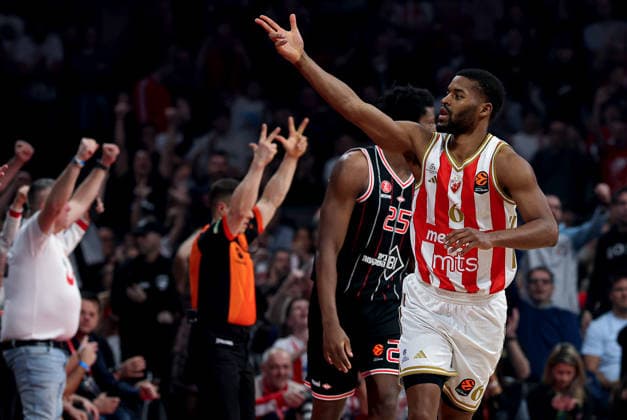 Crvena Zvezda v Hapoel, Euroleague basketball, season 2025 2026, round 26 Belgrade, Serbia. 3rd Feb, 2026. Crvena Zvezda s Jared Butler during Euroleague basketball match between Crvena Zvezda (Red Star) and Hapoel Tel Aviv on January 3. 2026. in Belgrade, Serbia. Belgrade Serbia Copyright: xPedjaxMilosavljevic STARSPORTx