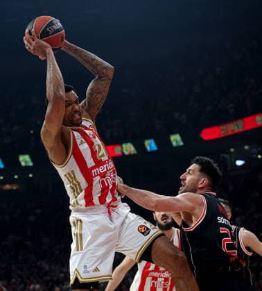 Crvena Zvezda v Hapoel, Euroleague basketball, season 2025 2026, round 26 Belgrade, Serbia. 3rd Feb, 2026. Crvena Zvezda s Joel Bolomboy during Euroleague basketball match between Crvena Zvezda (Red Star) and Hapoel Tel Aviv on January 3. 2026. in Belgrade, Serbia. Belgrade Serbia Copyright: xPedjaxMilosavljevic STARSPORTx