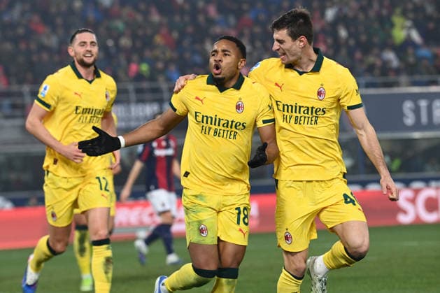 CALCIO - Serie A - Bologna FC vs AC Milan Nkunku Christopher (Ac Milan) celebrating his goal during Bologna FC vs AC Milan, Italian soccer Serie A match in Bologna, Italy, February 03 2026 Bologna Italy  Copyright: xIPAxSport ABACAx