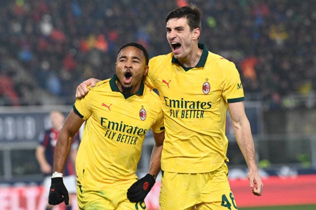 CALCIO - Serie A - Bologna FC vs AC Milan Nkunku Christopher (Ac Milan) celebrating his goal during Bologna FC vs AC Milan, Italian soccer Serie A match in Bologna, Italy, February 03 2026 Bologna Italy  Copyright: xIPAxSport ABACAx