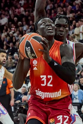 Turkish Airlines EuroLeague Basketball, FC Bayern Munich Basketball vs Paris Basketball, Munich FC Bayern Basketball, Munich FC Bayern Basketball, Paris Basketball, 2026 02 03 in Munich SAP Garden GABRIEL Wenyen FC Bayern Munich Basketball Center Nr 32 BAY32 sportworld München SAP Garden Bayern Deutschland