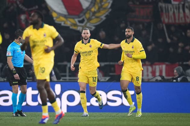 AC Milan s Adrien Rabiot celebrates after scoring the 0-3 goal for his team during the Serie A soccer match between Bologna and Milan at the Renato DallÕAra Stadium in Bologna, north Italy - Tuesday, February 3, 2026 -  Copyright: xMassimoxPaolone LaPressex