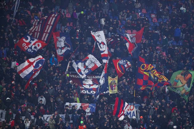 Bologna FC supporters show banners before the serie A match between Bologna FC and AC Milan at Renato dall™Ara stadium in Bologna (Italy), February 3, 2026. massimilianoxcarnabuci