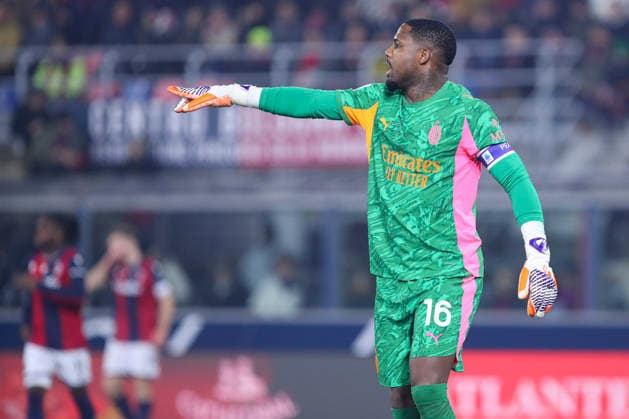Mike Maignan of AC Milan gestures during the serie A match between Bologna FC and AC Milan at Renato dall™Ara stadium in Bologna (Italy), February 3, 2026. massimilianoxcarnabuci