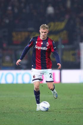 Jens Odgaard of Bologna FC in action during the serie A match between Bologna FC and AC Milan at Renato dall™Ara stadium in Bologna (Italy), February 3, 2026. massimilianoxcarnabuci