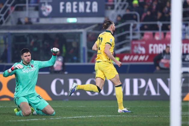 Adrien Rabiot of AC Milan scores the goal of 0-3 during the serie A match between Bologna FC and AC Milan at Renato dall™Ara stadium in Bologna (Italy), February 3, 2026. massimilianoxcarnabuci