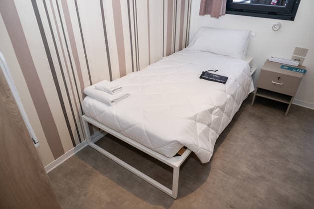 260203 A bed in the an athletes room in Cortina Olympic Village during day -3 of the 2026 Winter Olympics on February 3, 2026 in Cortina. Photo: Mathias Bergeld BILDBYRAN kod MB MB1294 Olympic Games, Olympische Spiele, Olympia, OS olympics winter olympics os ol olympiska spel vinter-os olympiske leker milano cortina 2026 milan cortina 2026 milano cortina 2026 olympic games milano cortina 2026 winter olympic games milano cortina-os milano cortina-ol vinter-ol -3 bbeng os-byn Olympic village genre säng *** 260203 A bed in the an athletes room in Cortina Olympic Village during day 3 of the 2026 Winter Olympics on February 3, 2026 in Cortina Photo Mathias Bergeld BILDBYRAN code MB MB1294 olympic games olympics winter olympics os ol olympic games winter os olympic games milano cortina 2026 milan cortina 2026 milano cortina 2026 olympic games milano cortina 2026 winter olympic games milano cortina os milano cortina ol winter ol 3 bbeng os village Olympic village genre bed  Copyright: MATHIASxBERGELD BB260203MB130