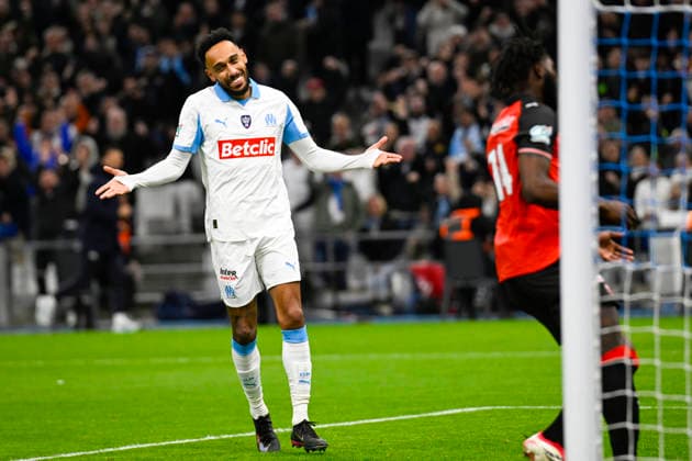 FOOTBALL : Olympique de Marseille VS Stade Rennais FC - Coupe de France - 03 02 2026 Joy OM - But Pierre-Emerick Aubameyang - Coupe de France match between Olympique de Marseille and Stade Rennais FC on February 3, 2026 at the Orange Velodrome Stadium in Marseille. MarseilleFrance  Copyright: xWilliamxCannarellax
